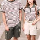 Couple Matching Short-sleeve Striped Top / Shorts