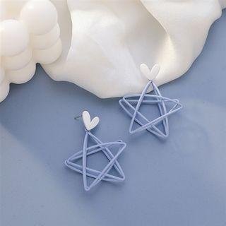 Heart & Star Alloy Dangle Earring 1 Pair - Blue - One Size