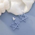 Heart & Star Alloy Dangle Earring 1 Pair - Blue - One Size