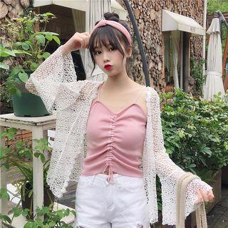 Drawstring Camisole Top / Open Front Jacket