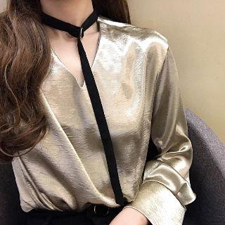 Belted Neck Satin Top