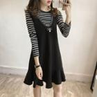 Set: Striped Top + Ruffle Jumper Dress