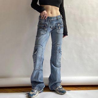 Low-rise Paneled Bootcut Jeans