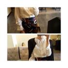 Band-sleeve Lace-trim Blouse