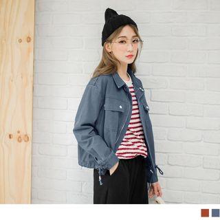Gathered Hem Zipper Jacket
