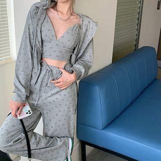 Smiley Face Jacket / Spaghetti Strap Top / Pants