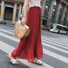 Ruched Wide-leg Boot-cut Chiffon Pants