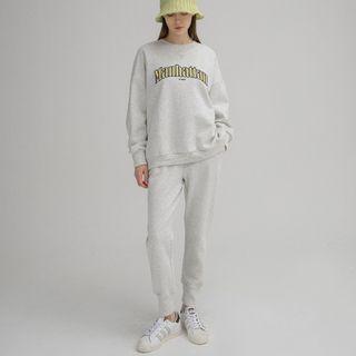 [nefct] Band-waist Jogger Pants Gray - One Size
