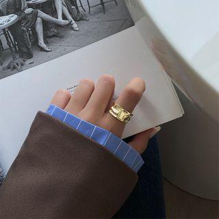 Shirred Alloy Open Ring