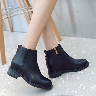 Genuine Leather Hidden-wedge Ankle Boots