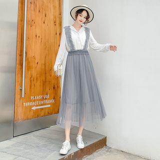 Lace Suspender Mesh A-line Skirt