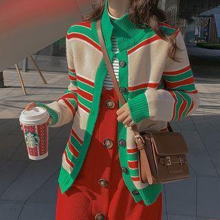 Striped Cardigan Red & Green - One Size