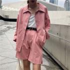 Set: Buttoned Coach Jacket + Straight-fit Shorts