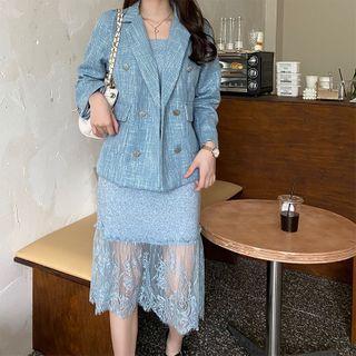 Double Breasted Blazer / Spaghetti Strap Dress