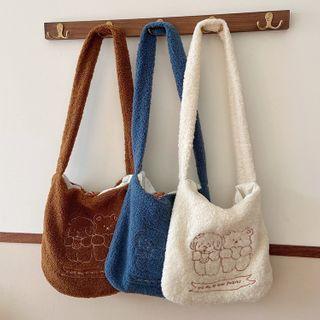 Cartoon Embroidered Fluffy Crossbody Bag