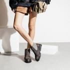 Knit Panel Lace Up Short Boots