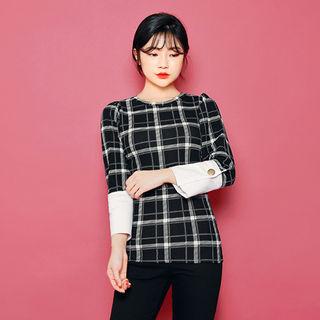 Contrast-trim Checked Top