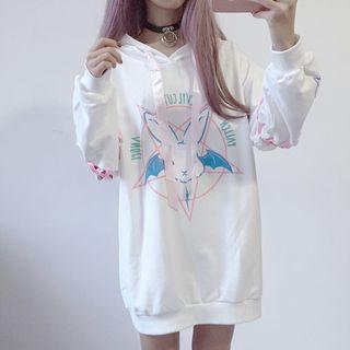 Lace-up Rabbit Hooded Pullover