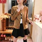 Embroidered Faux Suede Jacket