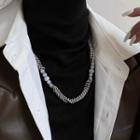 Beaded Chain Necklace White Beaded - Silver - One Size