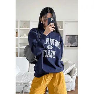 Couple Letter-embroidered Sweatshirt