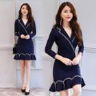 Lapel Ruffle Hem A-line Dress