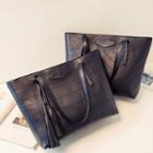 Tassel Faux Leather Tote Bag