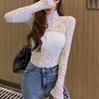 High Neck Long Sleeve Lace Top
