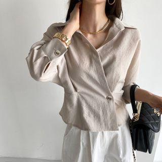 Dolman-sleeve Wrap-front Blouse