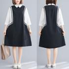 Black & White Color Block Panel 3/4-sleeve Shirtdress