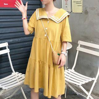 Sailor Neck Short Sleeve Dress