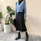 Plain Slim-fit Cardigan / Plain Knit Skirt