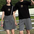Couple Matching Short-sleeve Print T-shirt / Suspender Skirt / Shorts