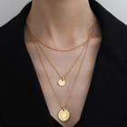 Three Layer Disc Pendant Necklace Gold - One Size