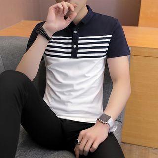 Stripe Color Matching Polo Shirt