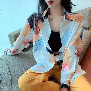 Dip-back Printed Shirt Ivory - One Size