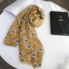 Floral Print Linen Shawl Floral - Yellow - One Size