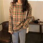 Long Sleeve Plaid Sweater As Shown In Figure - One Size