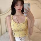 Floral Print Ruffled Camisole Top Yellow - One Size