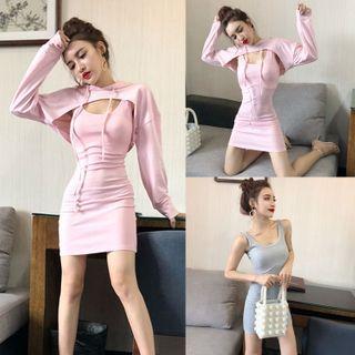 Set: Hood Long-sleeve T-shirt + Tank Dress