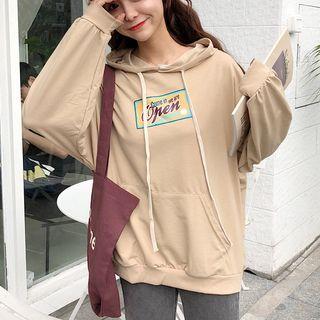 Boxy Lettering Drawstring Hoodie