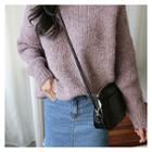 Round-neck Drop-shoulder Sweater Purple - One Size