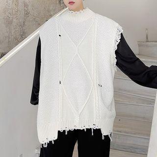 Plain Zip-up Knit Vest