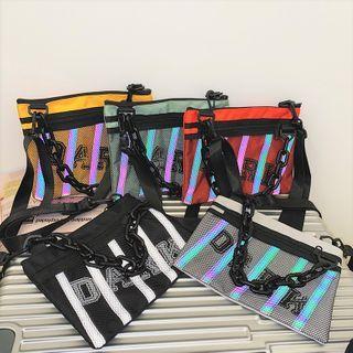 Striped Lettering Crossbody Bag