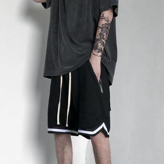 Contrast Trim Zip Sport Shorts