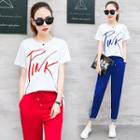 Set: Letter Short-sleeve T-shirt + Jogger Pants