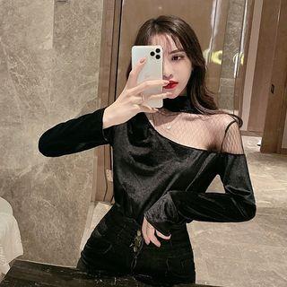 Velvet Long-sleeve Top / Plain Shorts