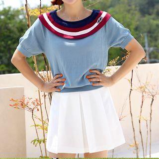 Stripe Capelet Knit Top