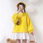 Mock Two-piece Bee Embroidered Mini Pullover Dress
