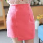 Colored Asymmetric-hem Miniskirt